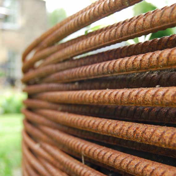 Woven rebar raised bed, designed by Carolyn Grohmann
