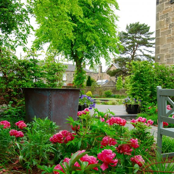 Copper tub water feature made by Ratho Byres Forge, designed by Carolyn Grohmann