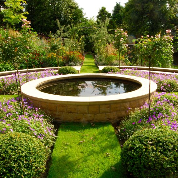 Formal raised water feature designed by Carolyn Grohmann
