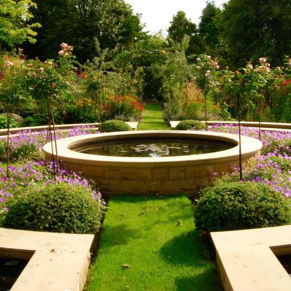 Formal raised water feature designed by Carolyn Grohmann