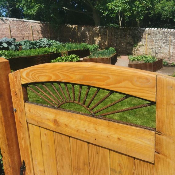 Scottish larch gate with rebar detailing