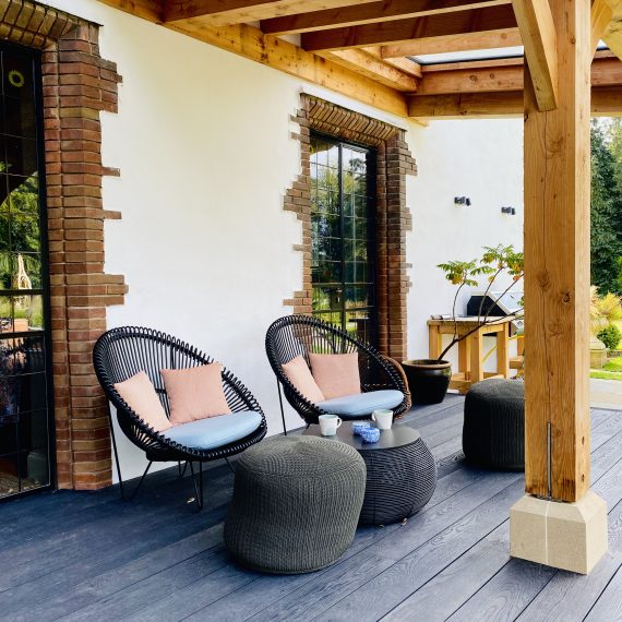 Scottish larch veranda with Millboard decking