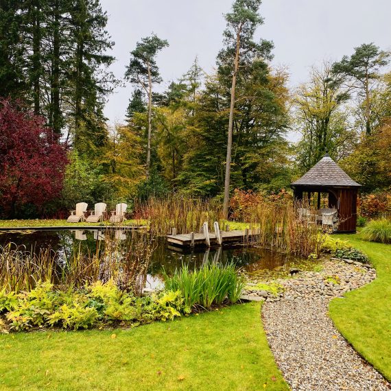 Swimming pond in autumn