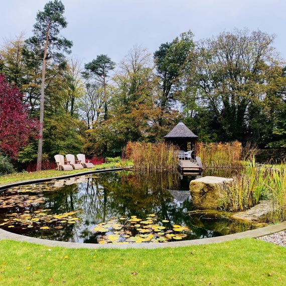 Swimming pond in autumn