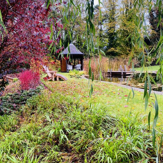 Swimming pond in autumn