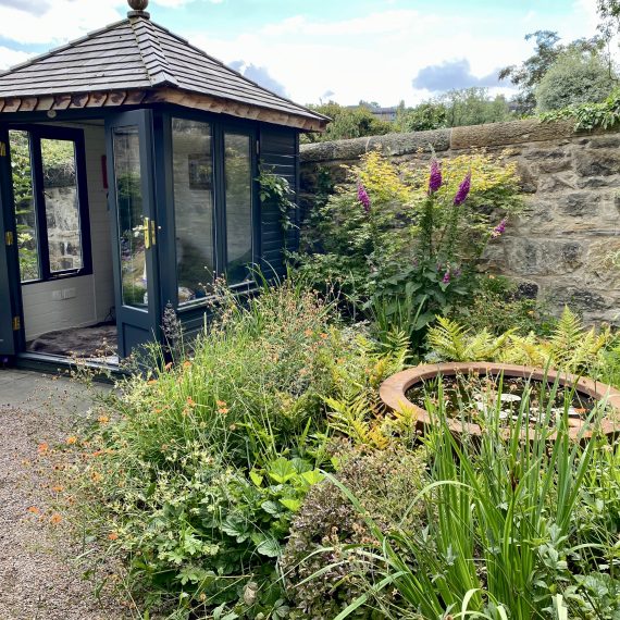 Edinburgh garden with summerhouse and wildlife friendly planting