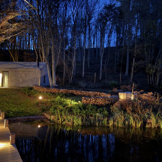 Garden areas at night
