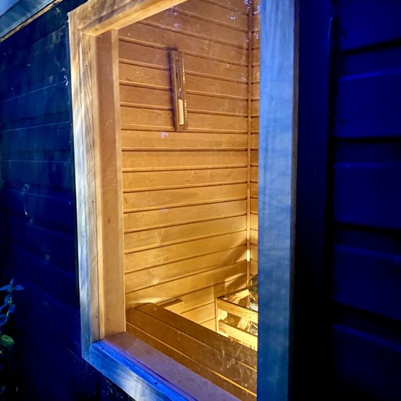 One window allows views of the garden but maintains privacy