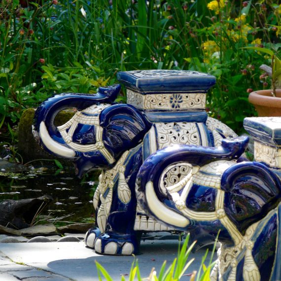 Garden ornaments, Kate Atkinson's garden, designed by Carolyn Grohmann