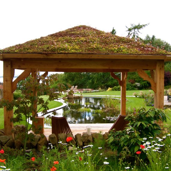 Figure of eight pond and arbour