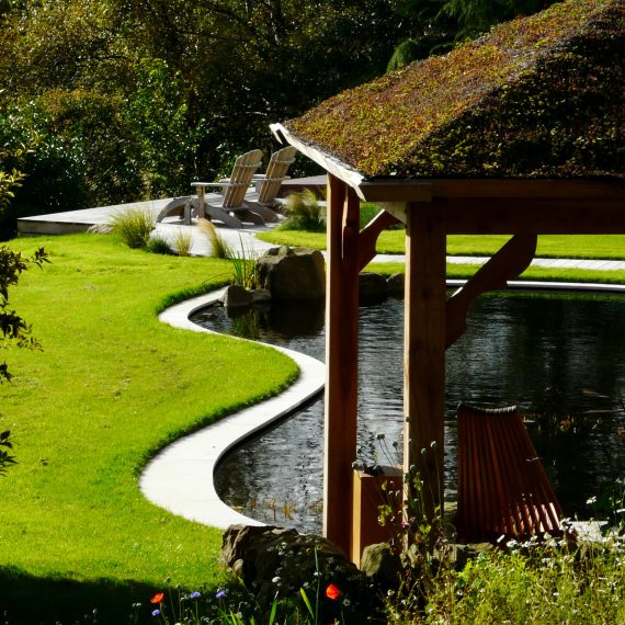 Figure of eight pond and arbour