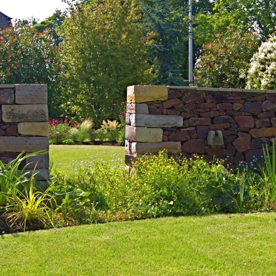 Drystone serpentine wall, designed by Carolyn Grohmann