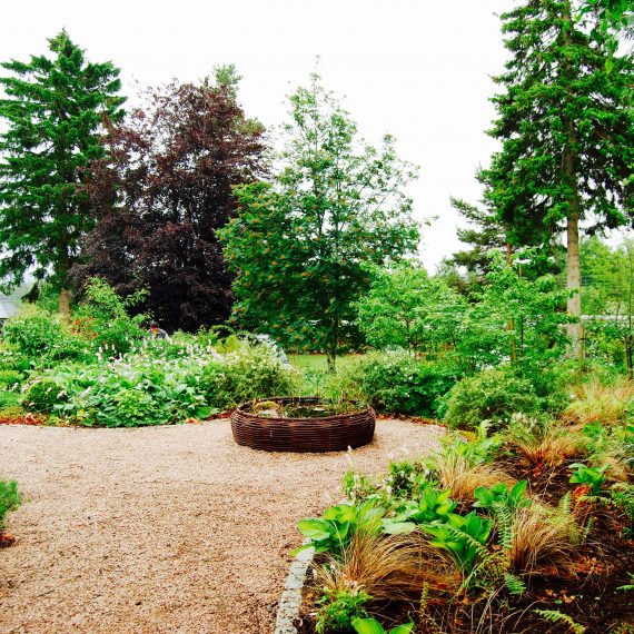 Bird bath, garden designed by Carolyn Grohmann