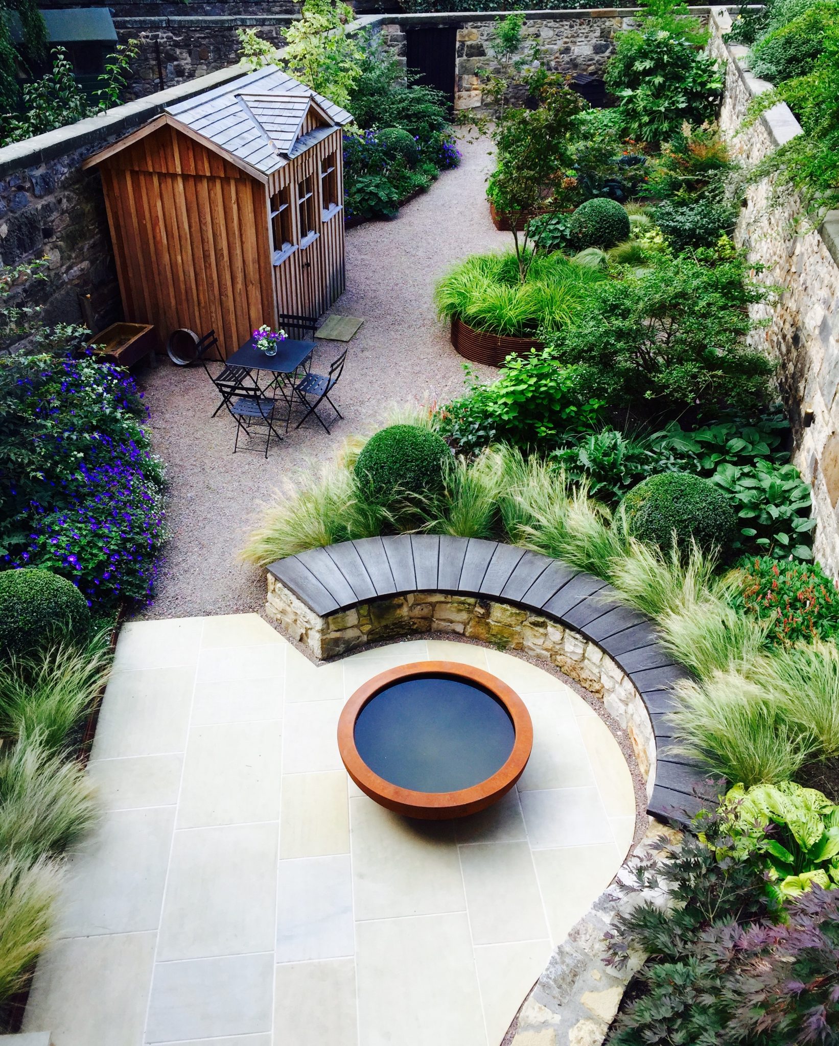Eton Terrace garden, designed by Carolyn Grohmann, built by Water Gems, Urbis lily bowl
