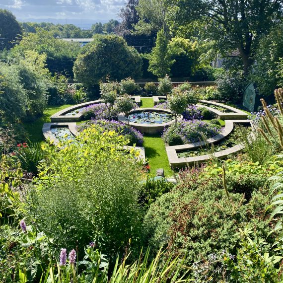 Stone water feature in Victorian garden