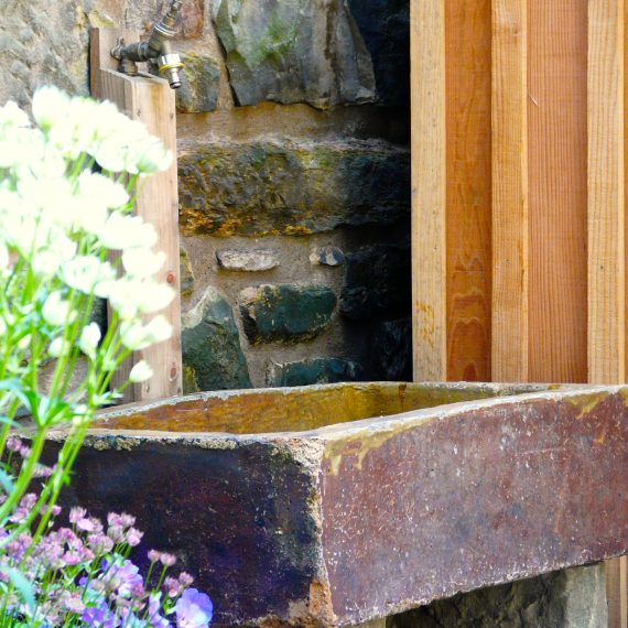 Stone trough in Edinburgh garden