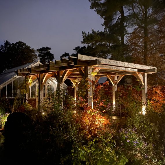 Garden lighting pergola structure