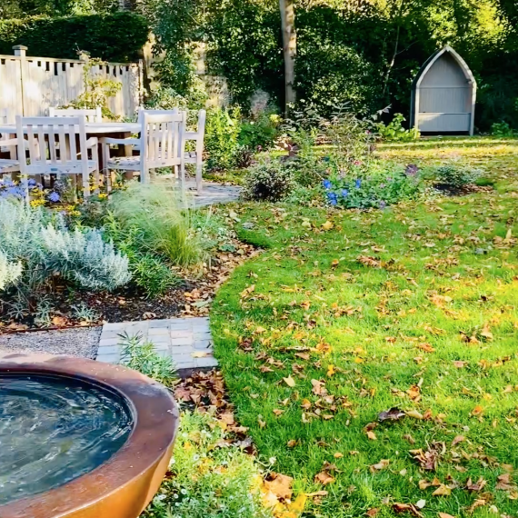Painted arbour, garden design by Carolyn Grohmann