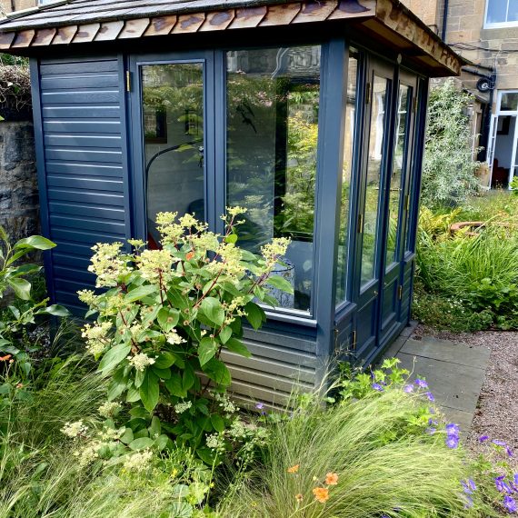 Edinburgh garden with summerhouse and wildlife friendly planting