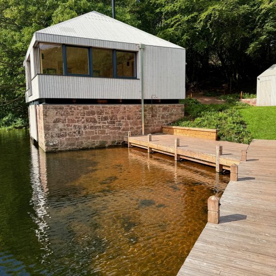 Boat house with Scottish larch jetty and decked area
