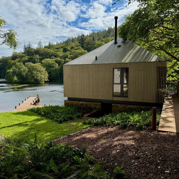 Landscaping around boat house