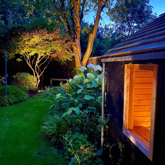 Views from the sauna of the garden